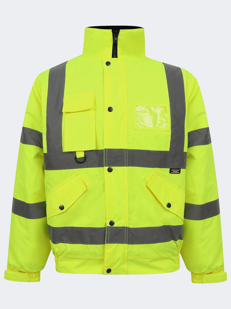 Men Hi Viz Bomber Jacket Hooded Padded Top - Grunge Wear