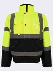 Men Hi Viz Bomber Jacket Hooded Padded Top - Grunge Wear