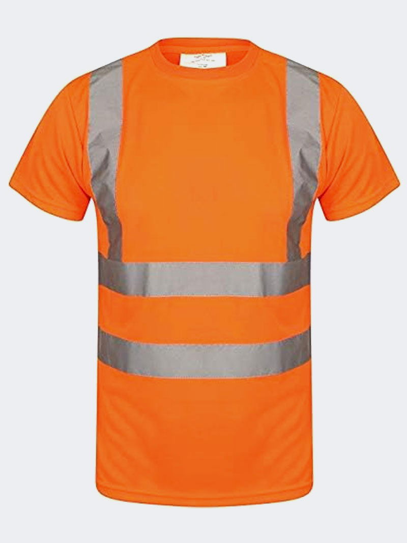 Men Hi Viz Short Sleeve Crew Neck T-Shirts - Grunge Wear