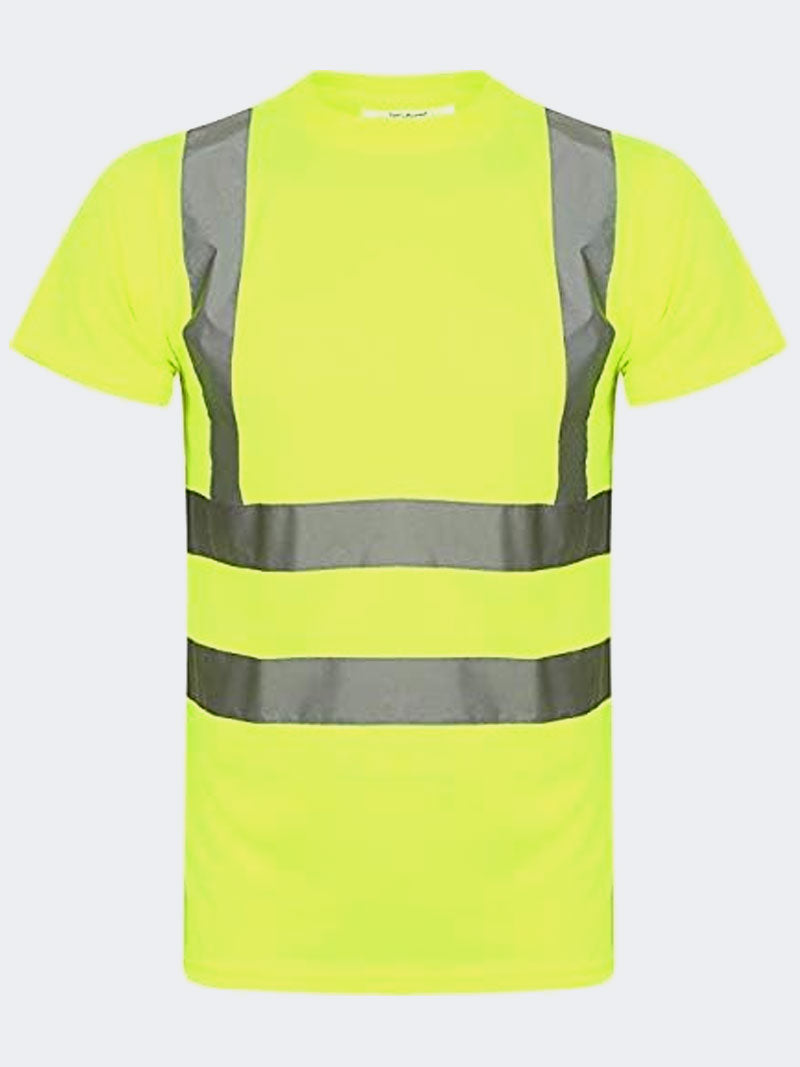 Men Hi Viz Short Sleeve Crew Neck T-Shirts - Grunge Wear