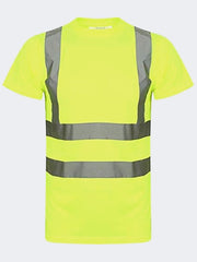 Men Hi Viz Short Sleeve Crew Neck T-Shirts - Grunge Wear