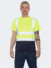 Men Hi Viz Short Sleeve Crew Neck T-Shirts - Grunge Wear