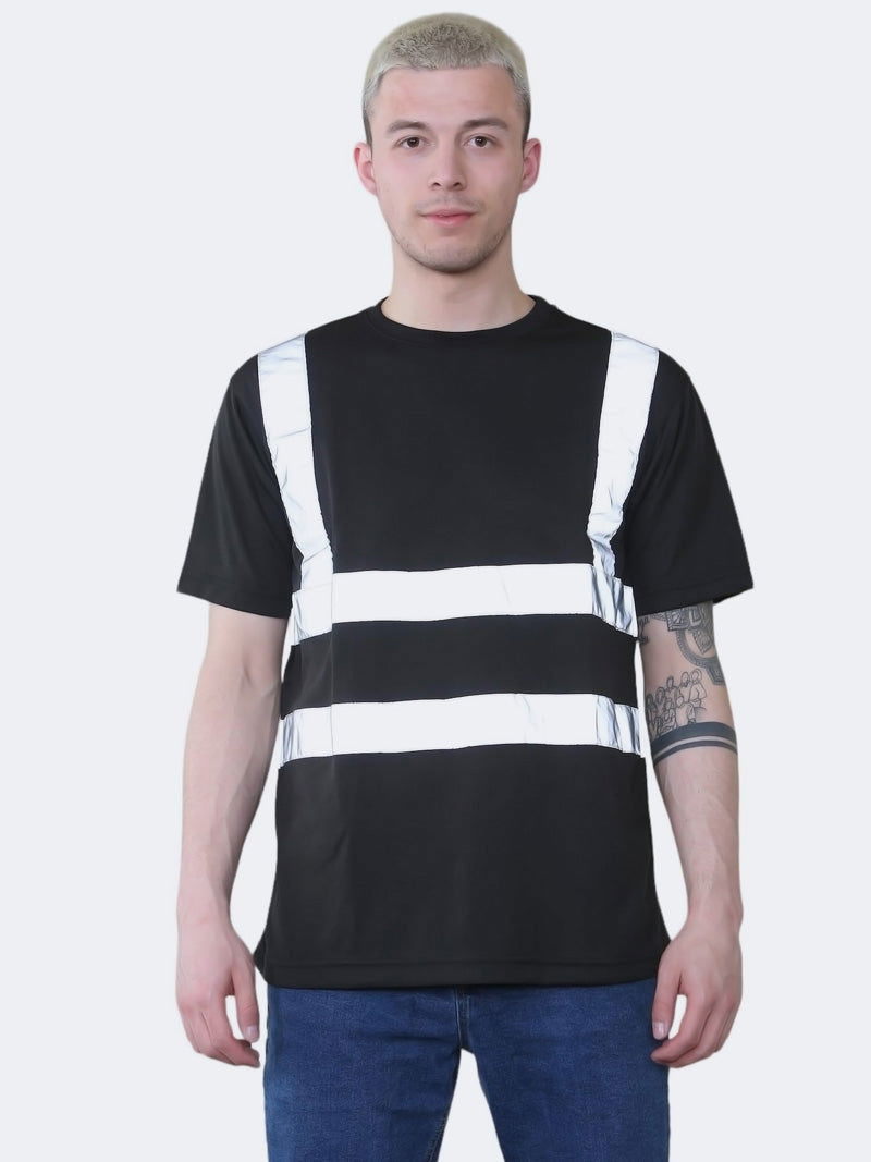 Men Hi Viz Short Sleeve Crew Neck T-Shirts - Grunge Wear