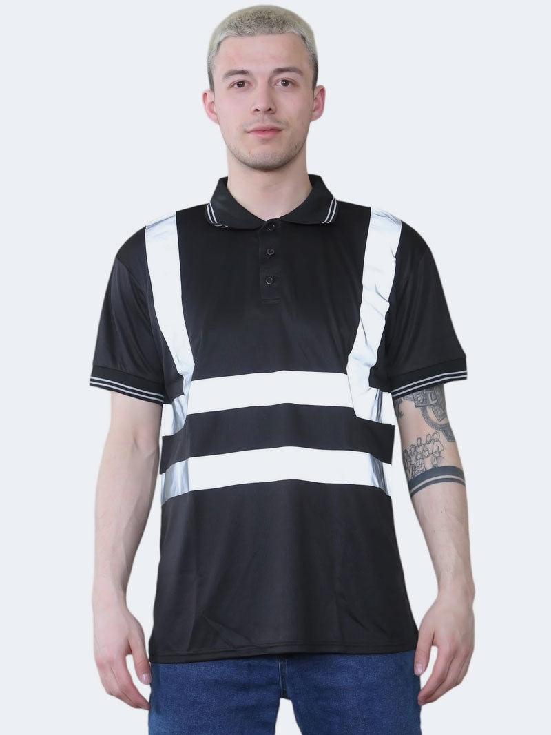 Men Hi Viz Short Sleeve Polo Shirts - Grunge Wear