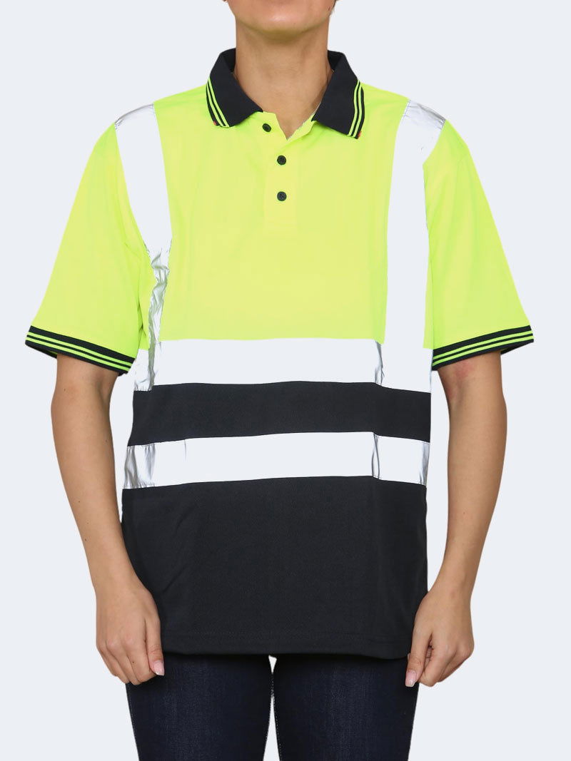 Men Hi Viz Short Sleeve Polo Shirts - Grunge Wear