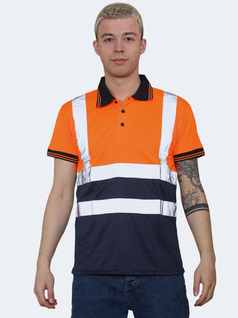 Men Hi Viz Short Sleeve Polo Shirts - Grunge Wear