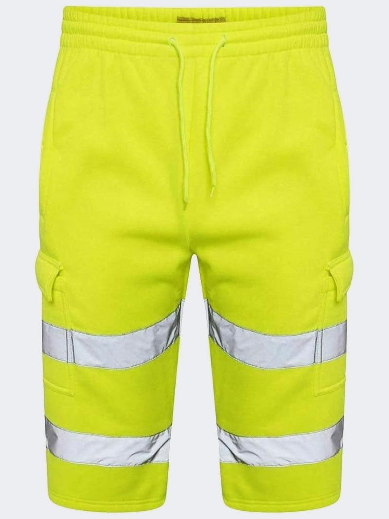 Men Hi Viz Workwear Fleece Combat Shorts - Grunge Wear