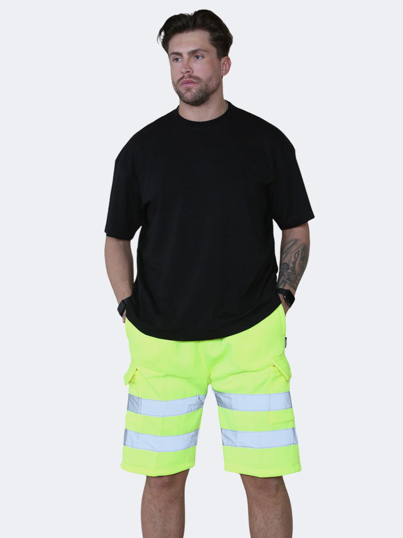 Men Hi Viz Workwear Fleece Combat Shorts - Grunge Wear