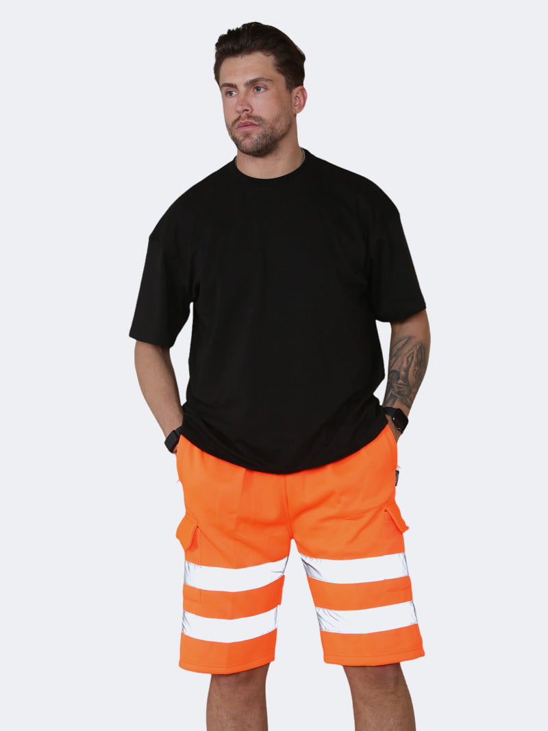 Men Hi Viz Workwear Fleece Combat Shorts - Grunge Wear