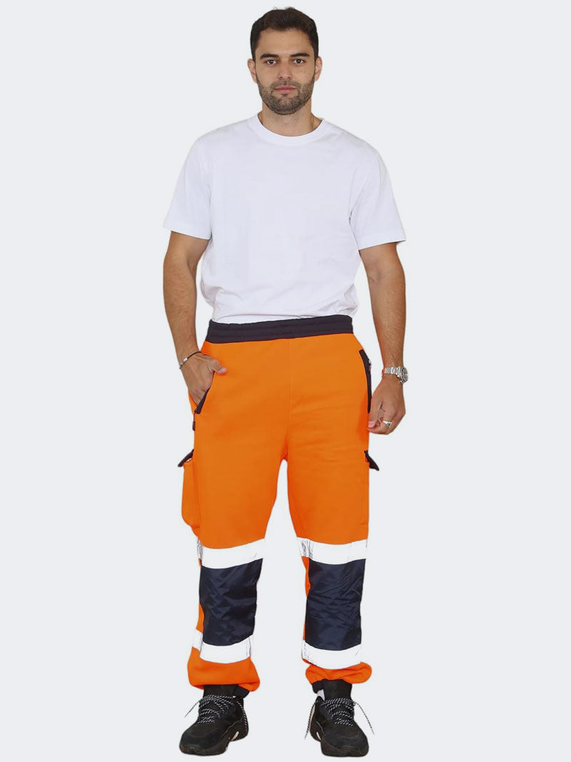Hi vis safety work trousers with loose fit comfortable design