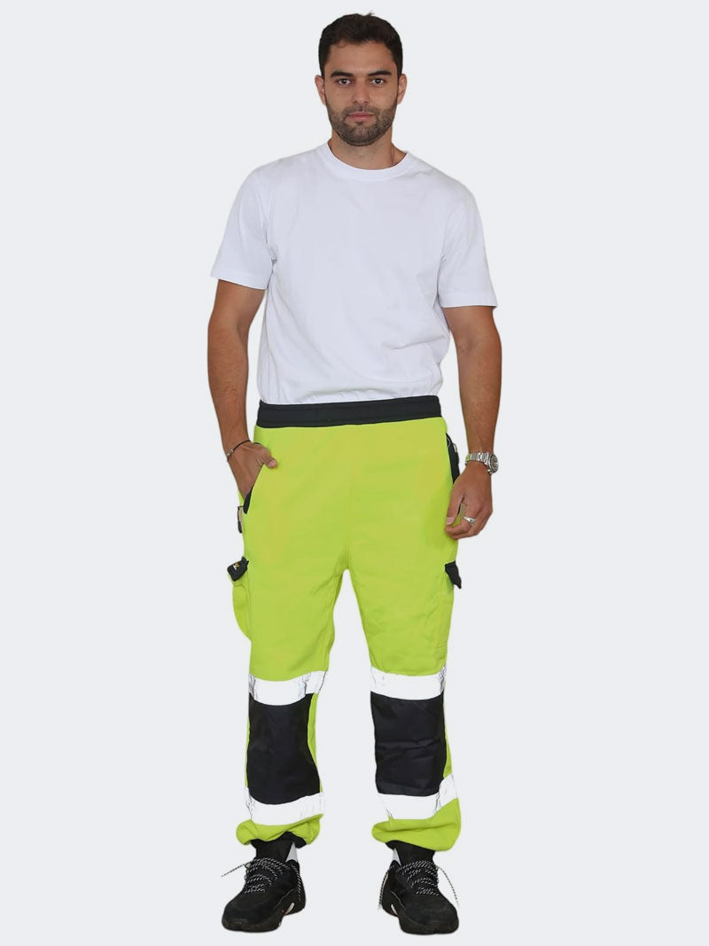 Hi vis fleece work joggers with adjustable drawstring waist