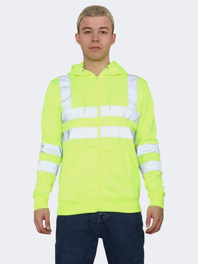 Men Hi Viz Workwear Zipper Hoodie - Grunge Wear