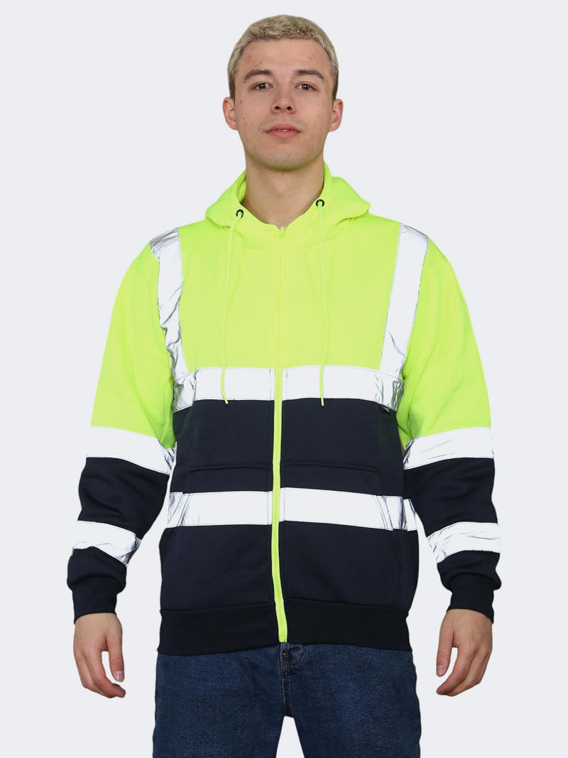 Men Hi Viz Workwear Zipper Hoodie - Grunge Wear