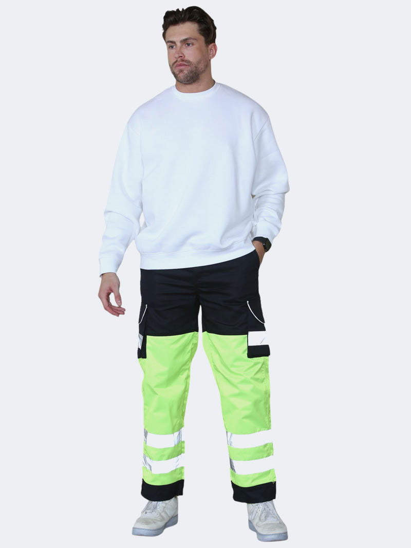 Men High Visibility Satin Combat Workwear Bottoms Pants - Grunge Wear