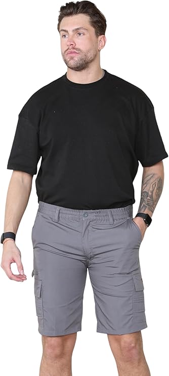 Mens Cargo Shorts Elasticated Waist – Mian Combat Multi Pocket Summer Work Shorts Plus Size