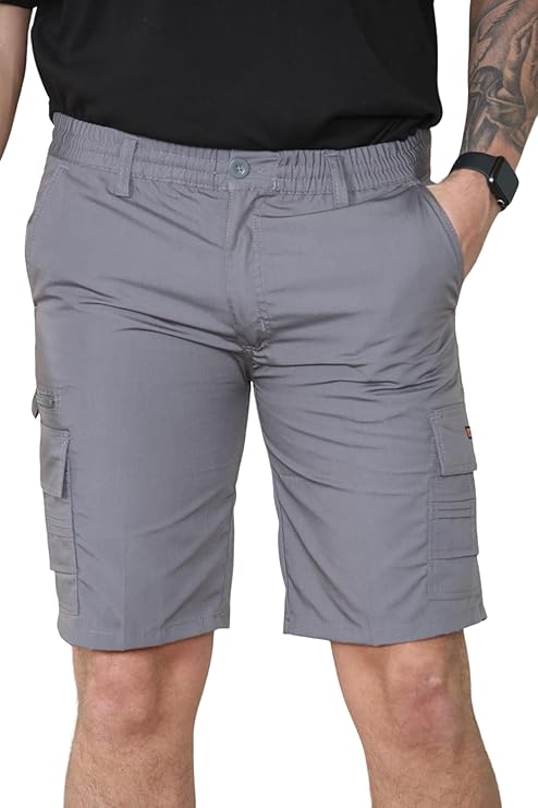 Mens Cargo Shorts Elasticated Waist – Mian Combat Multi Pocket Summer Work Shorts Plus Size
