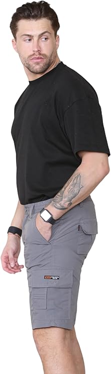 Mens Cargo Shorts Elasticated Waist – Mian Combat Multi Pocket Summer Work Shorts Plus Size