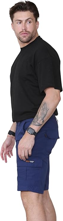 Mens Cargo Shorts Elasticated Waist – Mian Combat Multi Pocket Summer Work Shorts Plus Size
