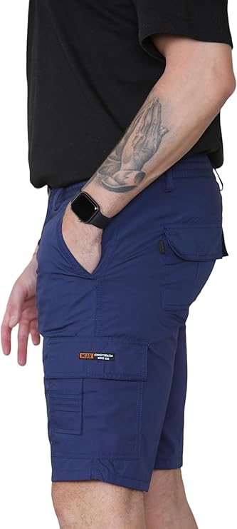 Mens Cargo Shorts Elasticated Waist – Mian Combat Multi Pocket Summer Work Shorts Plus Size