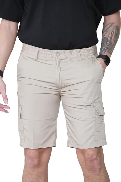 Mens Cargo Shorts Elasticated Waist – Mian Combat Multi Pocket Summer Work Shorts Plus Size