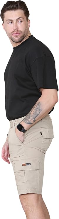 Mens Cargo Shorts Elasticated Waist – Mian Combat Multi Pocket Summer Work Shorts Plus Size