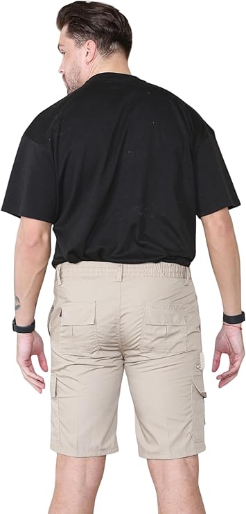 Mens Cargo Shorts Elasticated Waist – Mian Combat Multi Pocket Summer Work Shorts Plus Size