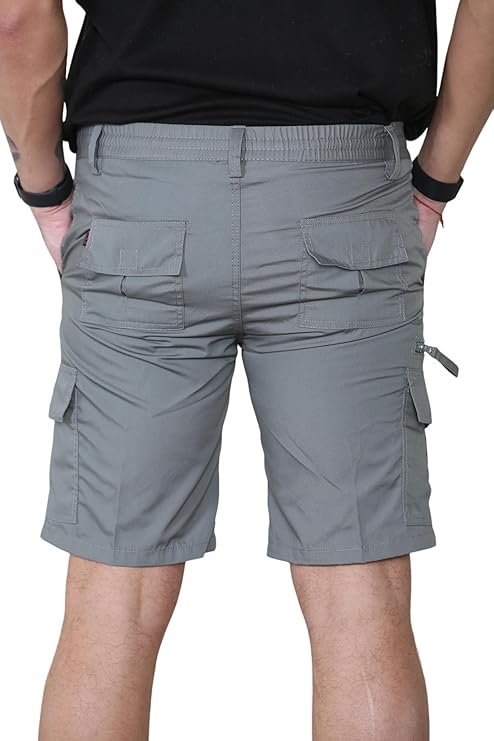 Mens Cargo Shorts Elasticated Waist – Mian Combat Multi Pocket Summer Work Shorts Plus Size