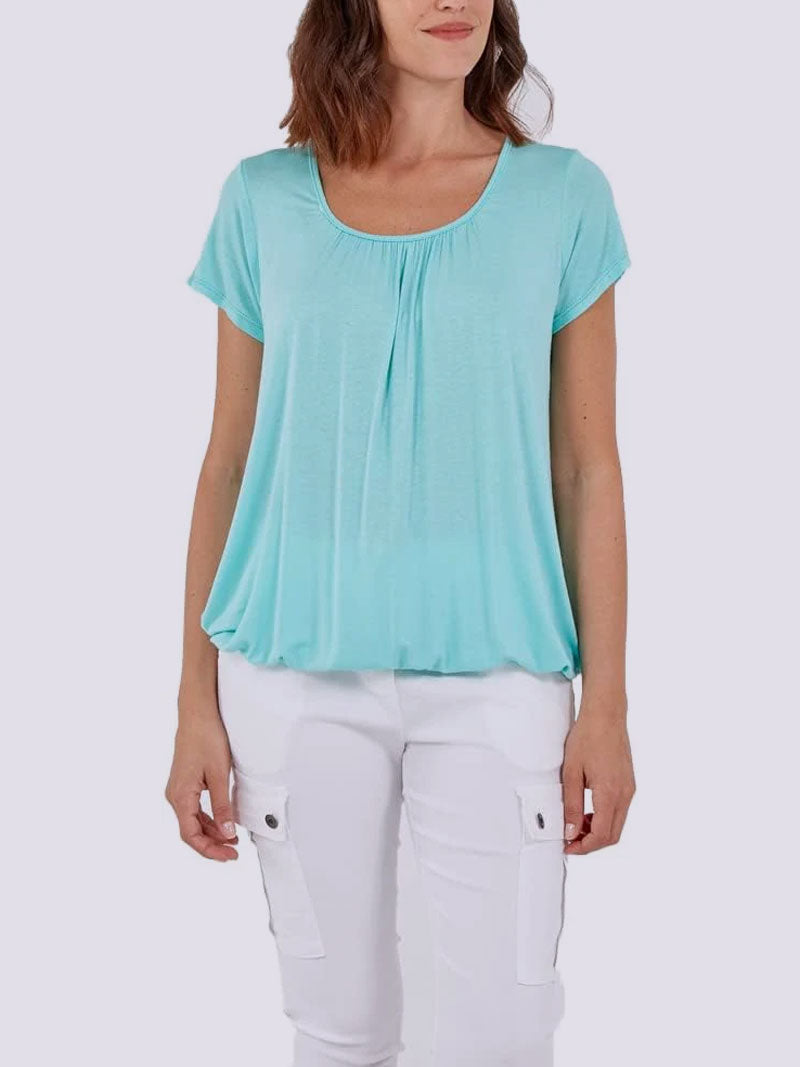 Elastic Waist Cap Sleeve Vest Top