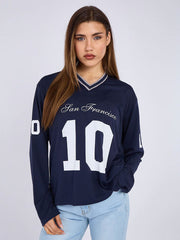 Long Sleeve V-Neck Football Jersey