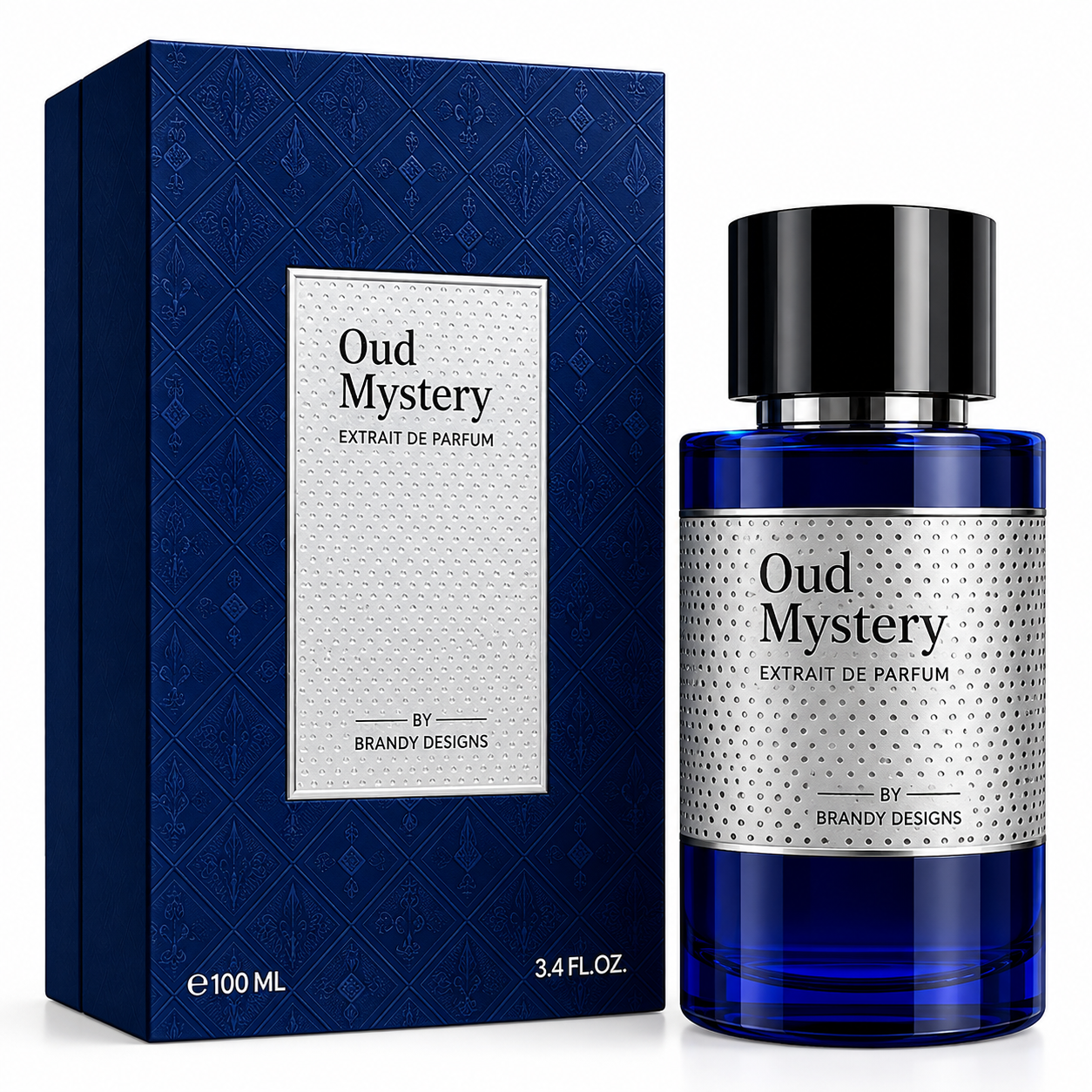 Oud Mystery Extrait de Parfum 100ml, Brandy Design bottle, close-up, product shot 2 of 2.