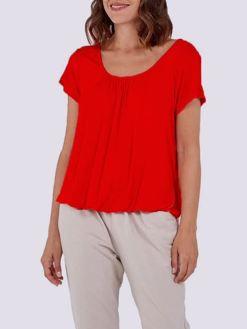 Elastic Waist Cap Sleeve Vest Top