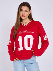 Long Sleeve V-Neck Football Jersey