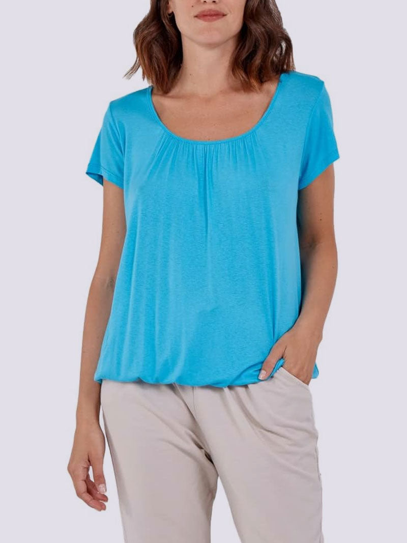 Elastic Waist Cap Sleeve Vest Top