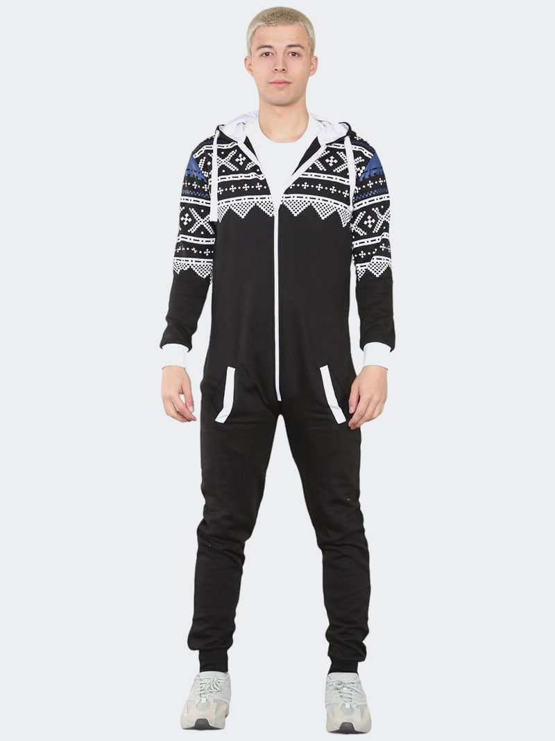 Unisex Aztec Print Onesie Jumpsuit - Grunge Wear