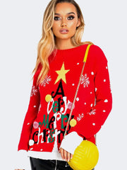 Unisex Merry Christmas Long Sleeve Novelty Jumper - Grunge Wear