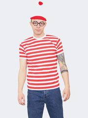 Unisex Red White T-Shirt, Hat, Glasses 3Pcs Book Week Fancy Dress - Grunge Wear