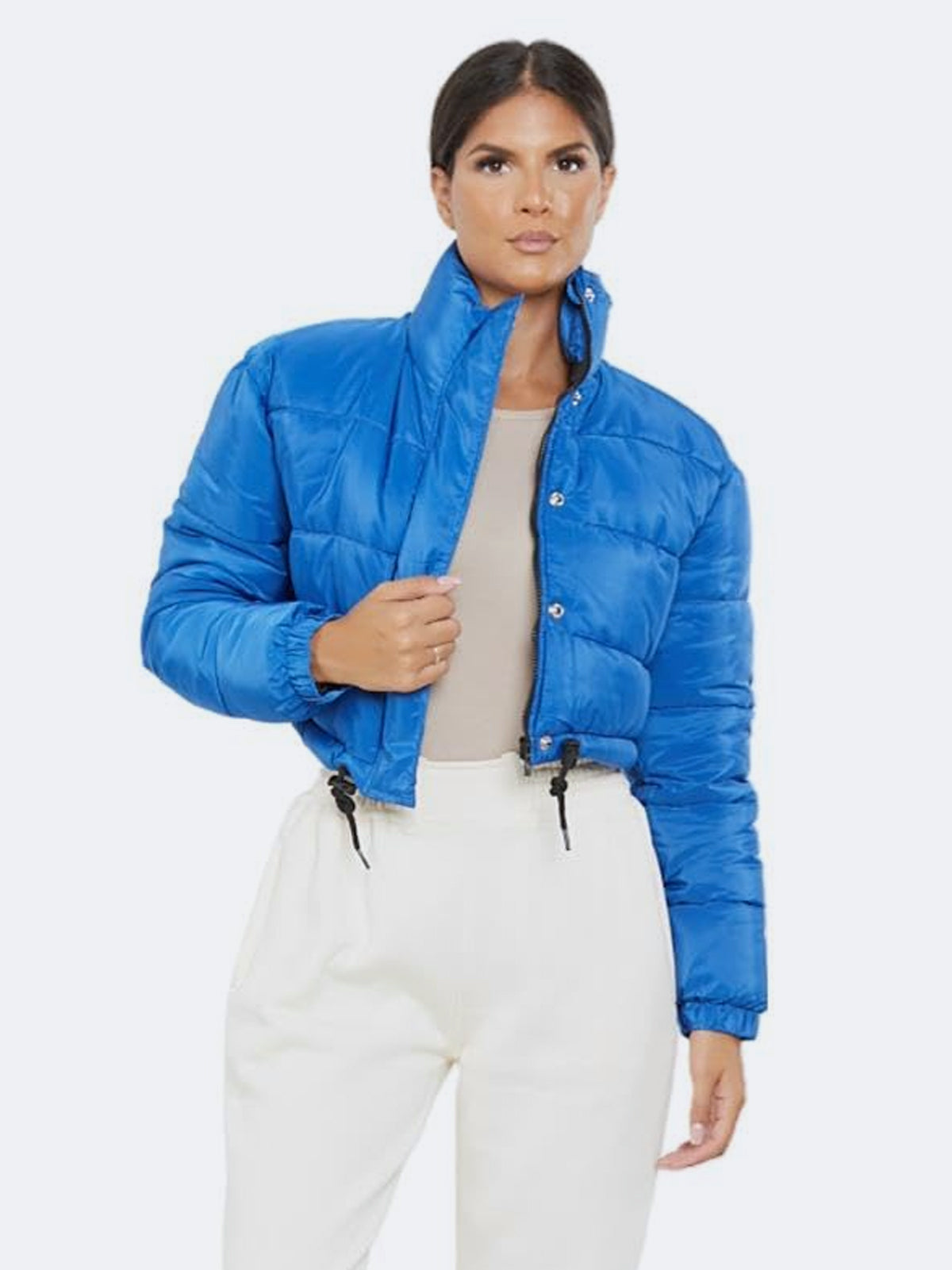 Women Long Sleeve Crop Puffer Padded Jacket Outwear