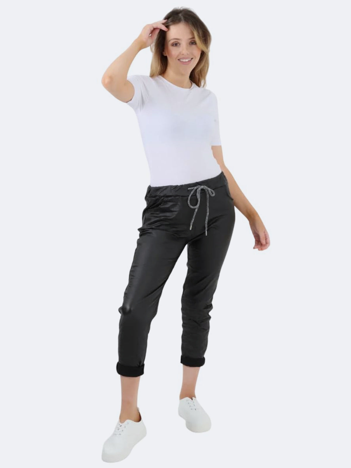 Women PU Wetlook Italian Magic Trouser Pants