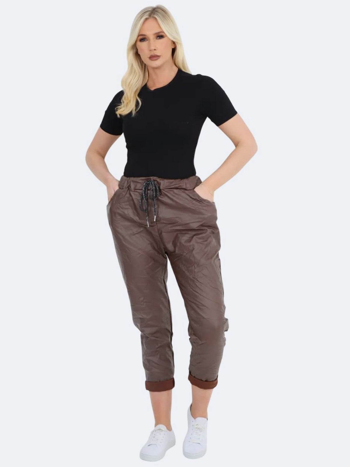 Women PU Wetlook Italian Magic Trouser Pants