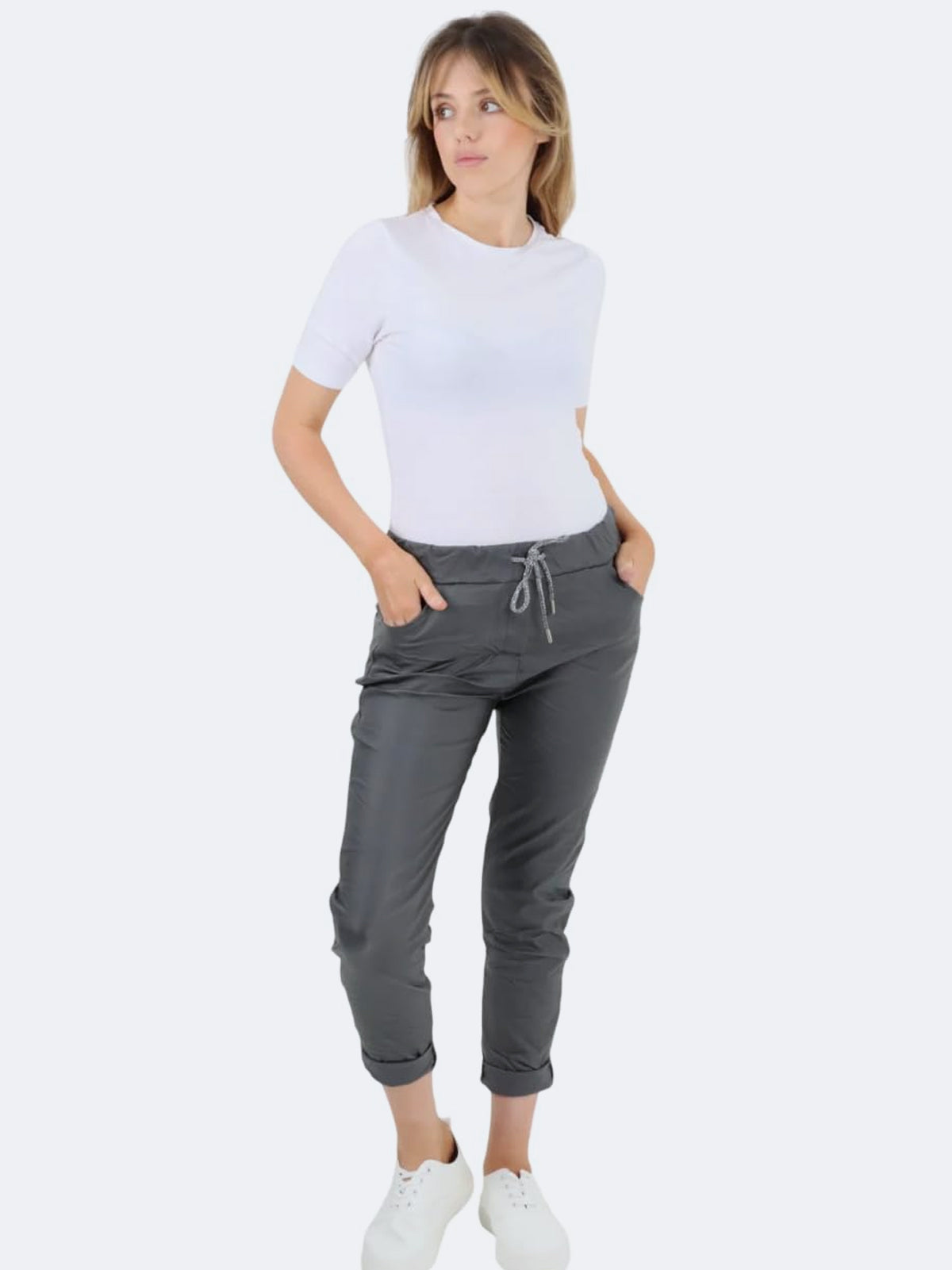 Women PU Wetlook Italian Magic Trouser Pants