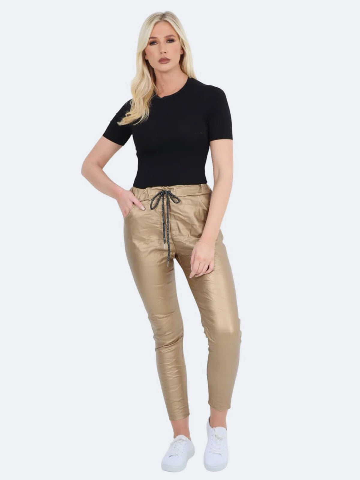 Women PU Wetlook Italian Magic Trouser Pants