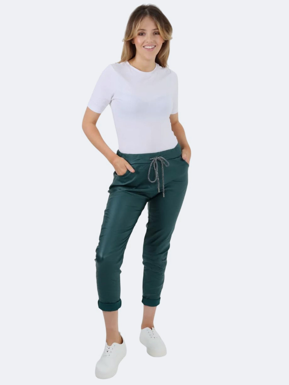 Women PU Wetlook Italian Magic Trouser Pants