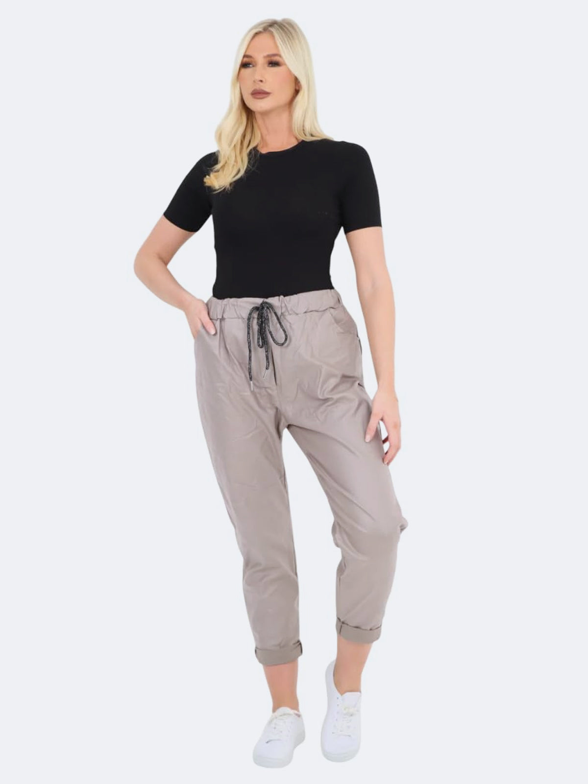 Women PU Wetlook Italian Magic Trouser Pants