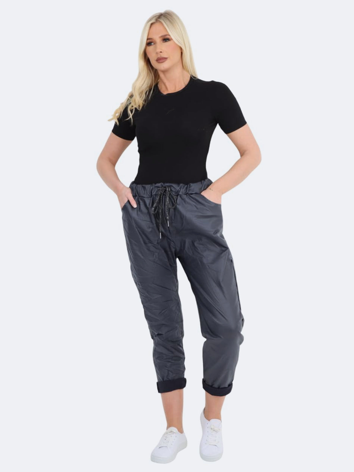 Women PU Wetlook Italian Magic Trouser Pants