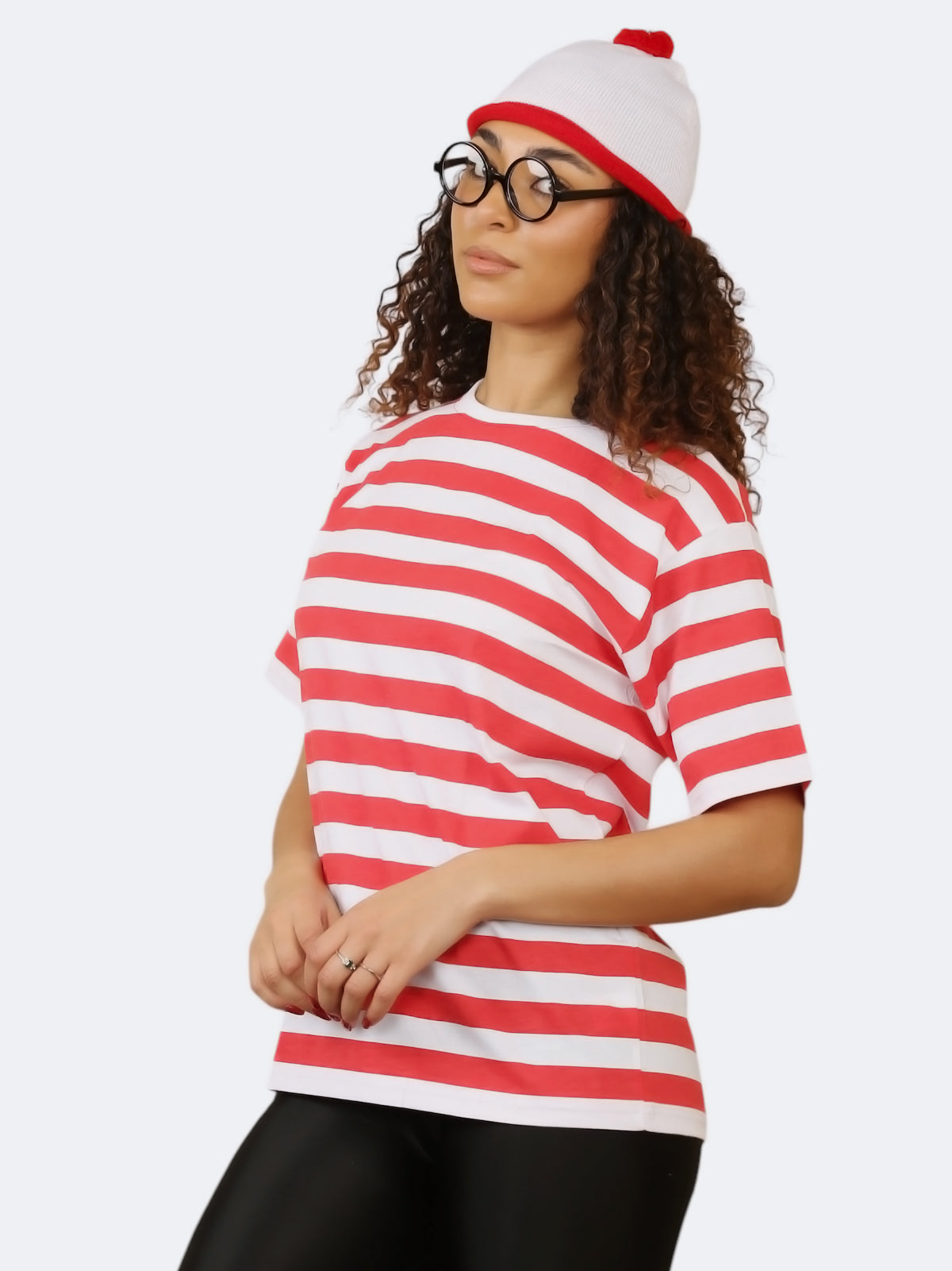 Women Red White T-Shirt, Hat, Glasses 3Pcs Book Week Fancy Dress