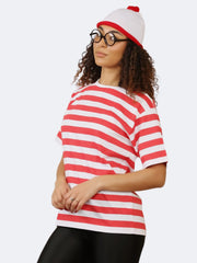 Women Red White T-Shirt, Hat, Glasses 3Pcs Book Week Fancy Dress