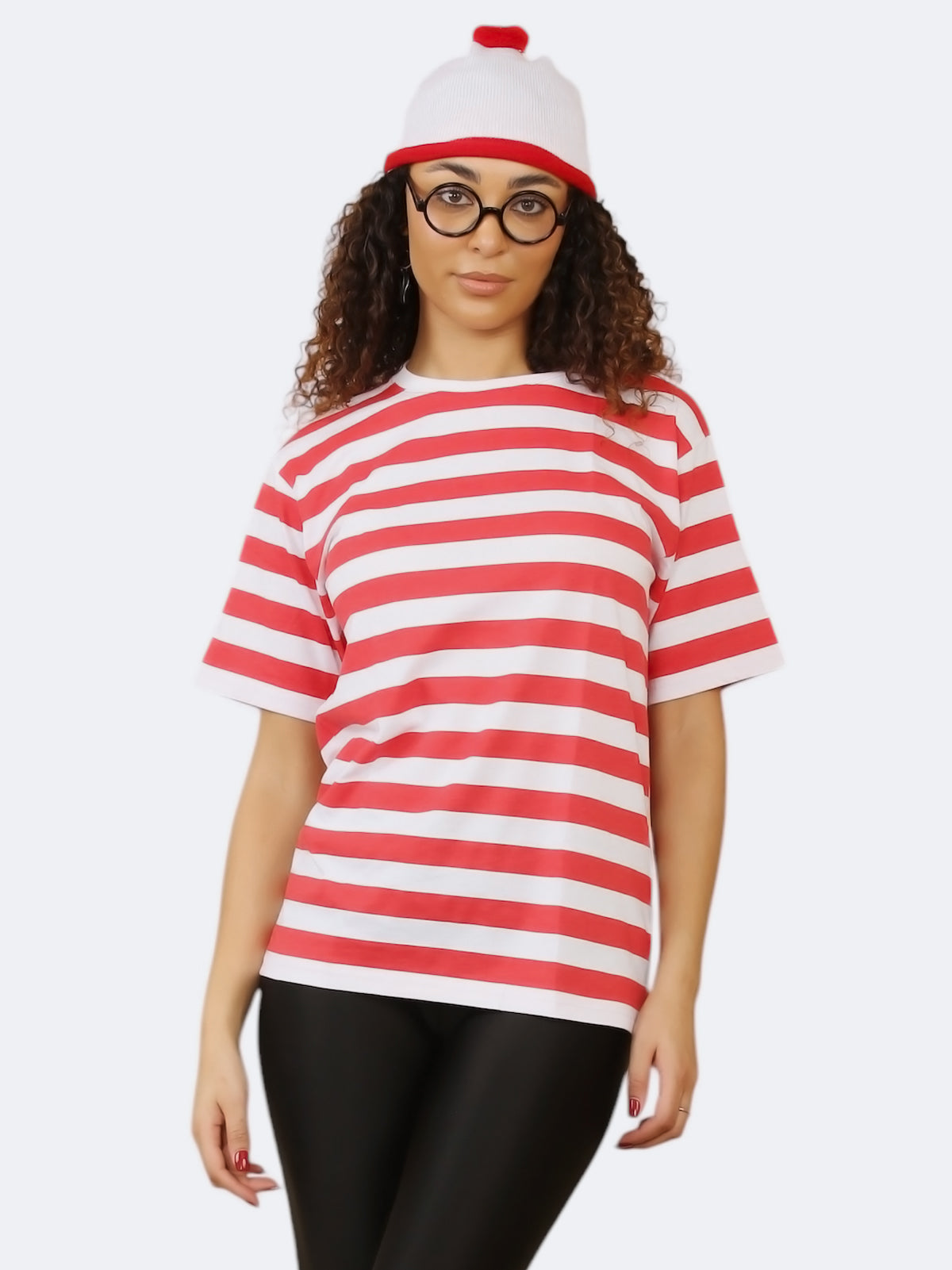 Women Red White T-Shirt, Hat, Glasses 3Pcs Book Week Fancy Dress