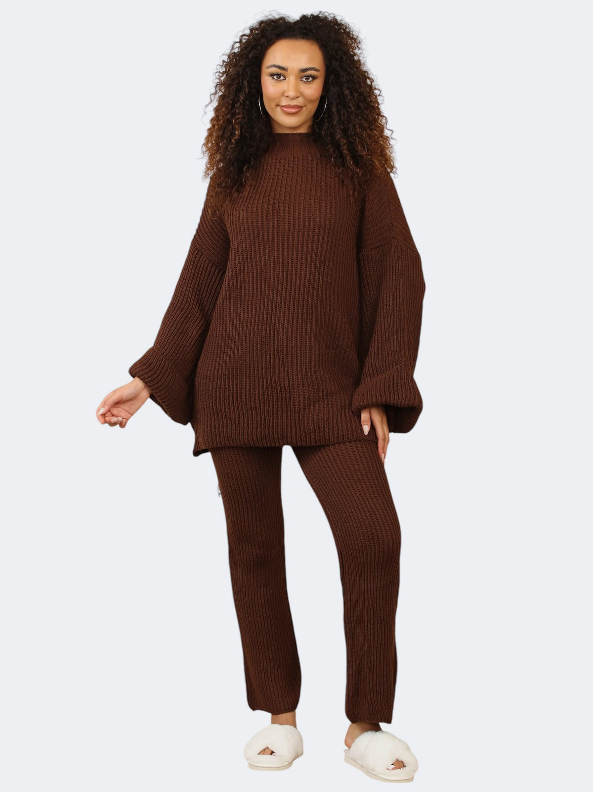 Women’s Ribbed Knitted Jumper Trouser 2 Pcs Co-Ord Set