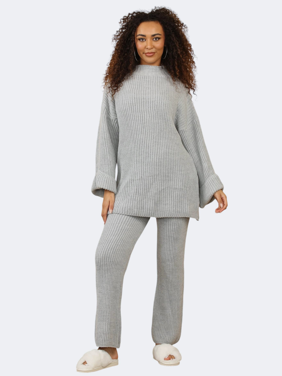 Women’s Ribbed Knitted Jumper Trouser 2 Pcs Co-Ord Set