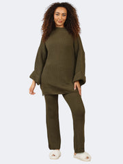 Women’s Ribbed Knitted Jumper Trouser 2 Pcs Co-Ord Set